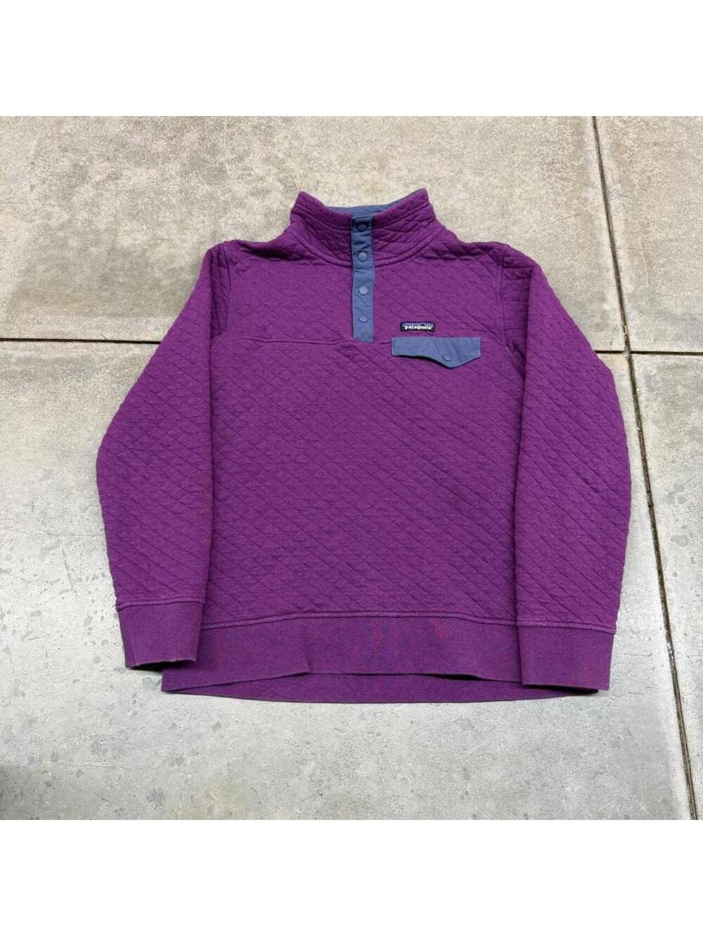vintage patagonia organic cotton quilt snap t purple pullover size medium WOMENS